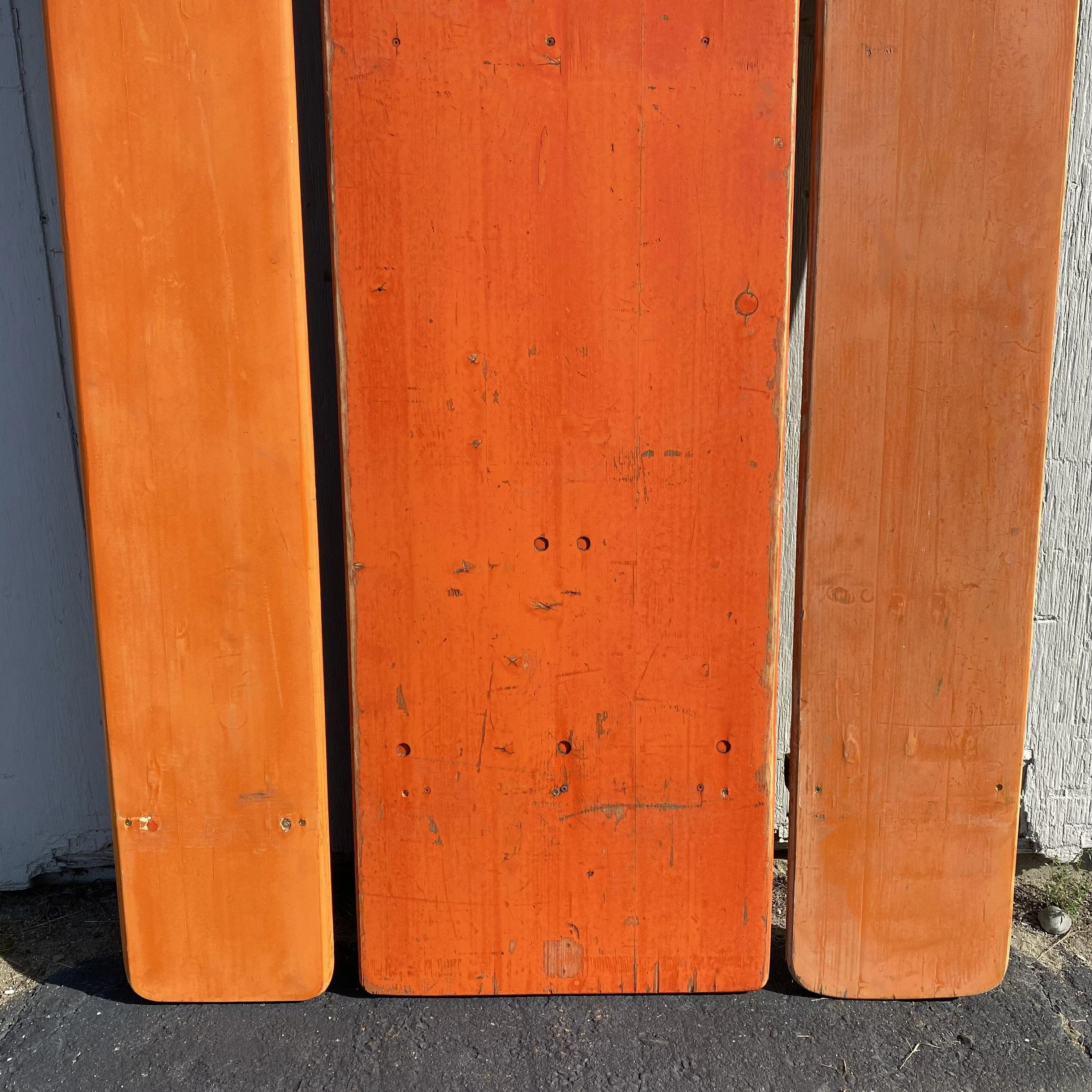 Vintage German Beer Garden Table and Benches Set Orange