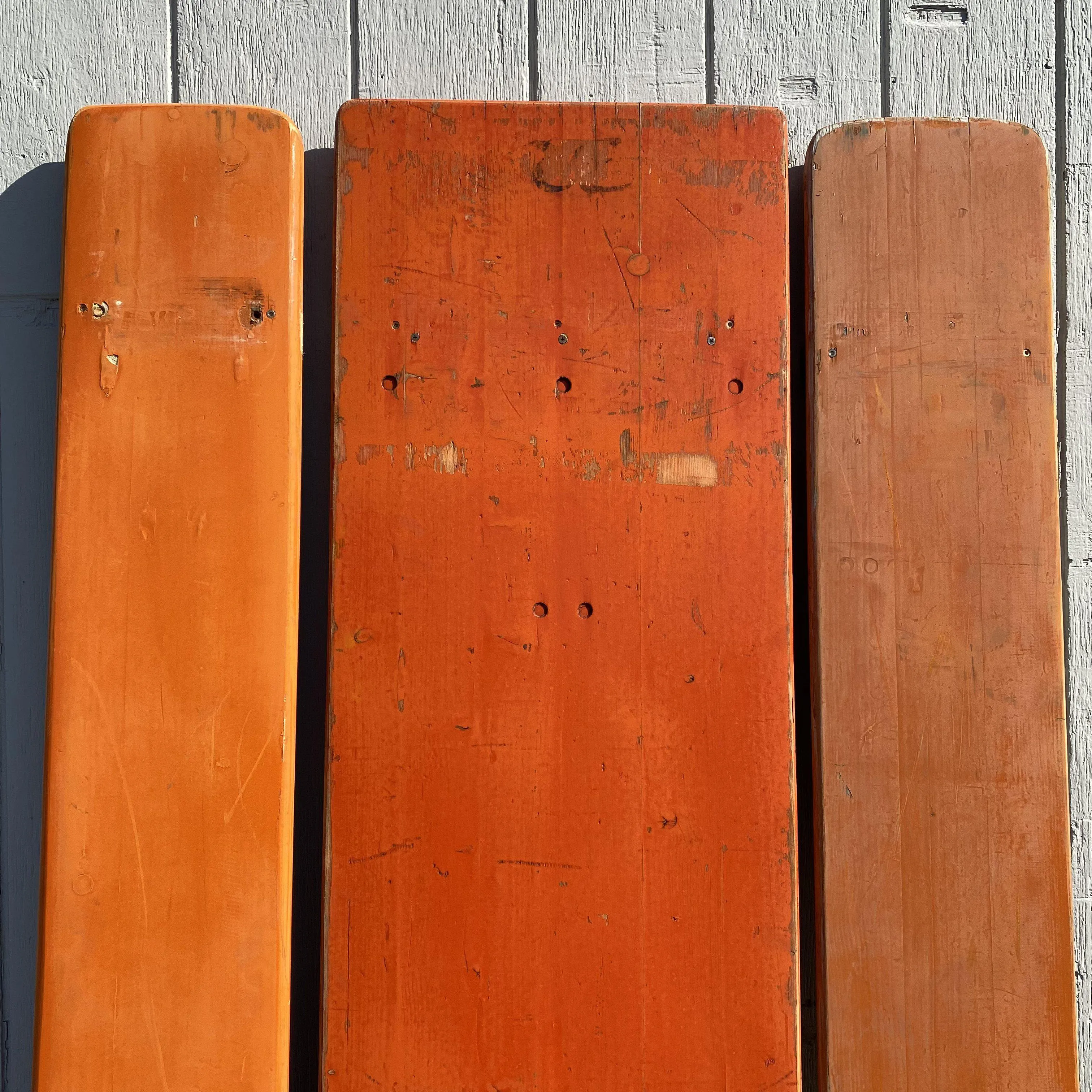 Vintage German Beer Garden Table and Benches Set Orange