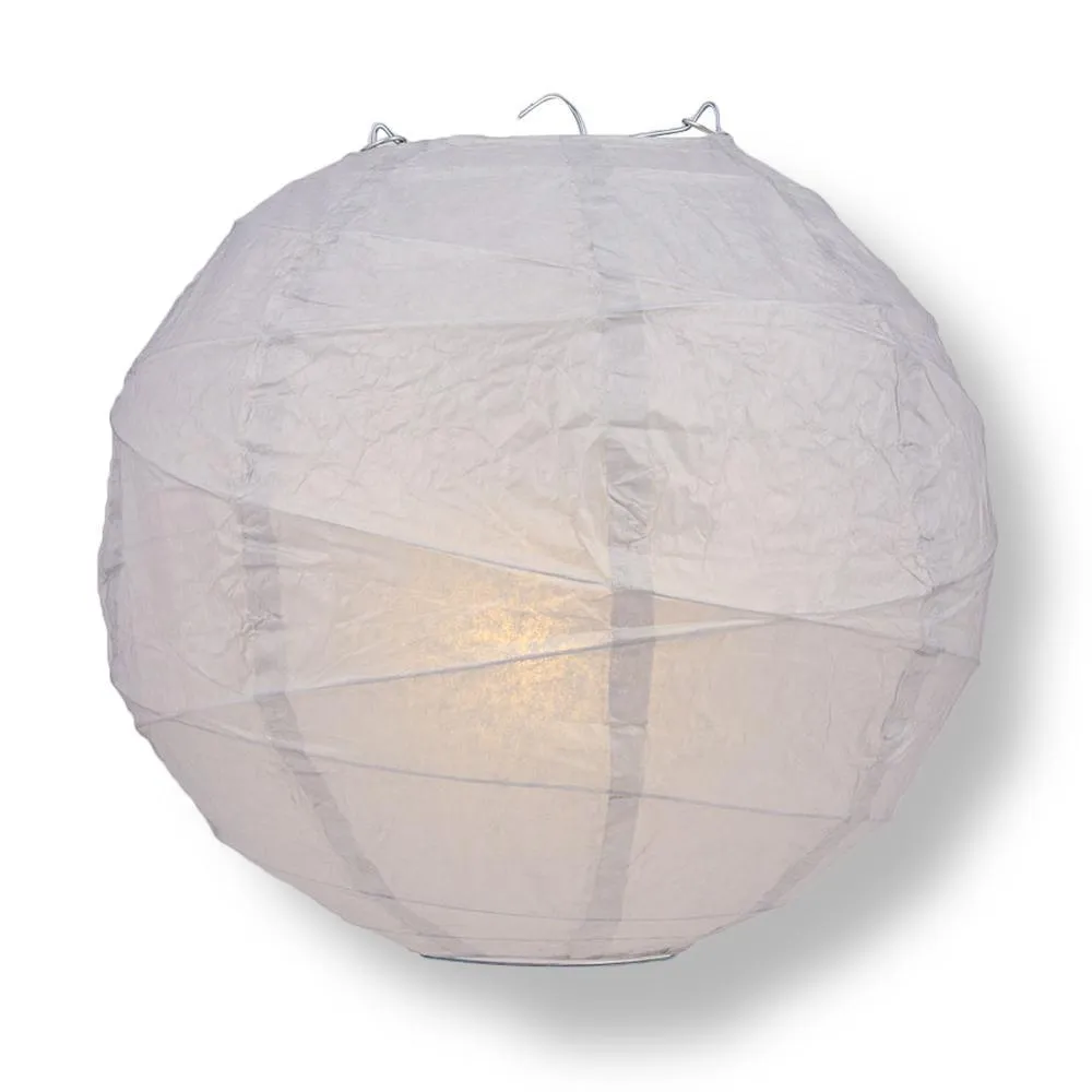 White, Silver and Grey Wedding Celebration Party Pack Crisscross Ribbed Paper Lantern Combo Set (12 pc Set)